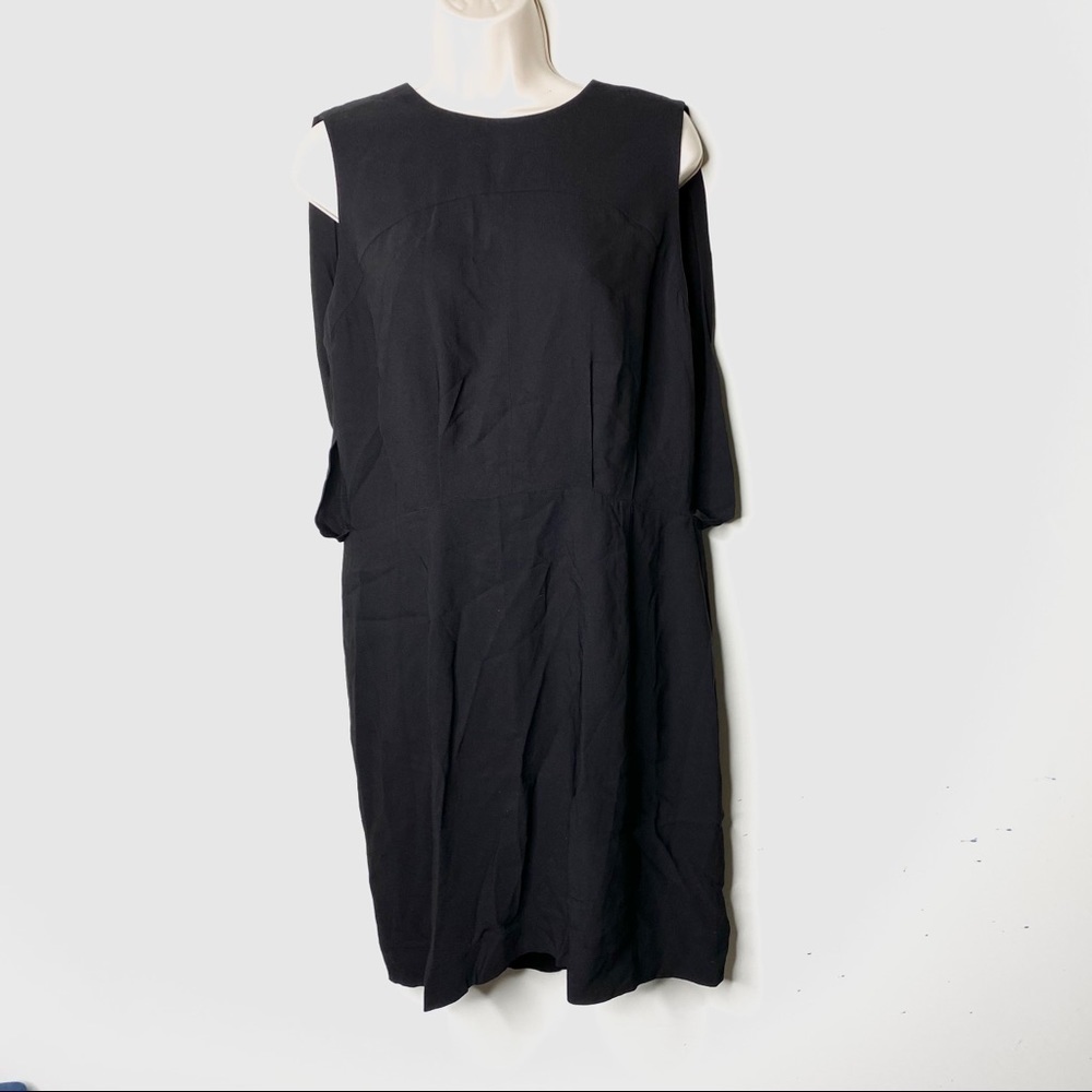 L’agence black sleeveless front draped mini dress XS B3